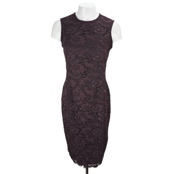 JUDITH & CHARLES Floral Lace Sheath Dress Sz 8 Plum - Picture 1 of 7